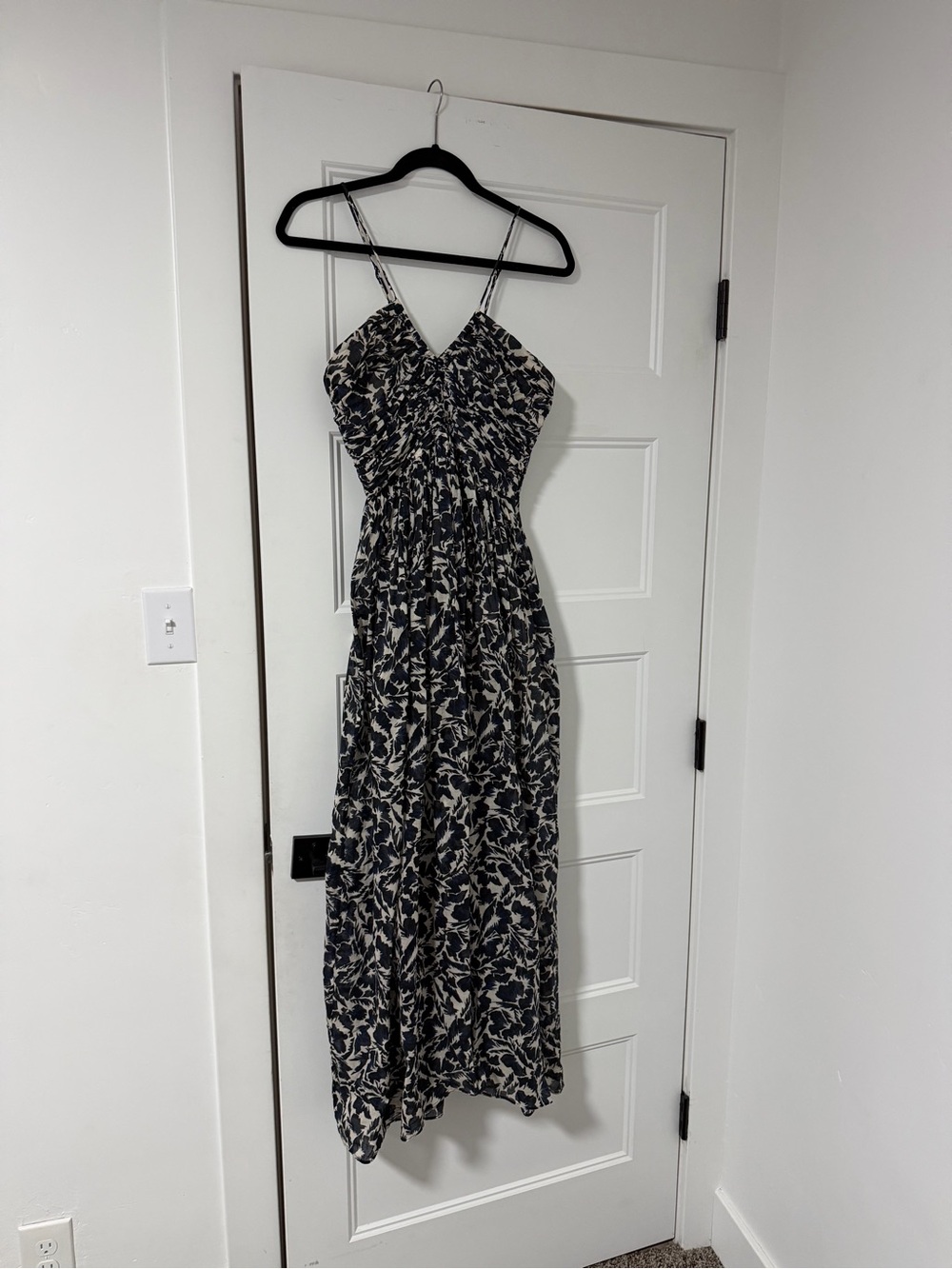 A.L.C. Romy Print Maxi Dress in Navy, Black and Cream - Size 6